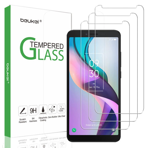 beukei (3 Pack) Compatible for TCL Ion X Screen Protector Tempered Glass, Touch Sensitive,Case Friendly, 9H Hardness