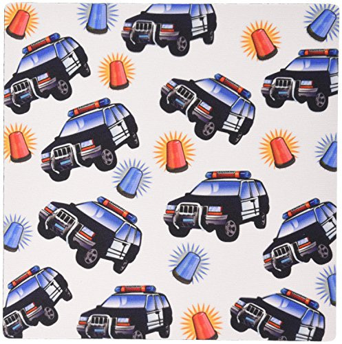 3dRose LLC 8 X 8 X 0.25 Inches Mouse Pad Image of Police Cars with Red N Blue Flashing Lights in Repeat Pattern (Mp_180358_1)