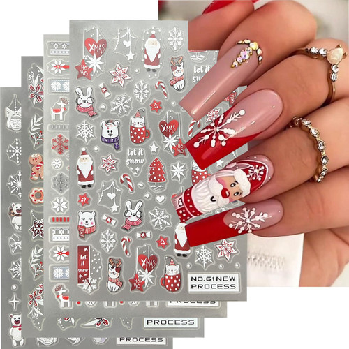 6 Pcs Christmas Nail Stickers Snowflake Nail Art Sticker Decals 3D Self Adhesive Nail Supplies Xmas Nail Art Decoration Snowman Santa Claus Bear Elk Nail Decals Design for Women Girls DIY Manicure 6 Pcs Christmas Nail Stickers Snowflake Nail Art Sticker Decals 3D Self Adhesive Nail Supplies Xmas Nail Art Decoration Snowman Santa Claus Bear Elk Nail Decals Design for Women Girls DIY Manicure
