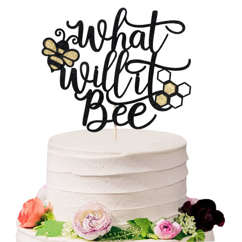 Sodasos What Will It Bee Cake Topper,Black Gold Glitter What Will It Bee Decorations,Bee Baby Shower Bee Birthday Party Decorations Bee Party Favors Bee Baby Shower Centerpieces