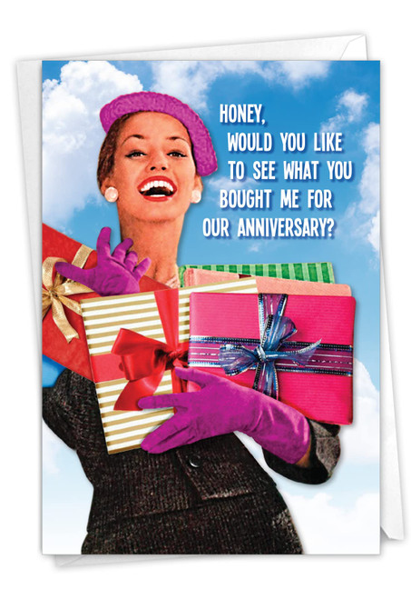 NobleWorks What You Bought Me - Anniversary Greeting Card with Envelope (4.63 x 6.75 Inch) - C2334ANG