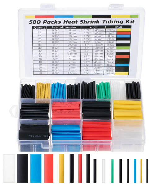 Bates- Heat Shrink Tubing Kit, 11 Sizes, 2:1 Ratio, 580 pcs, Heat Shrink Wrap, Wire Shrink Wrap Tubing, Wire Shrink Tubing, Wire Heat Shrink, Electrical Shrink Wrap Tubing, Shrink Tubing for Wires Bates- Heat Shrink Tubing Kit, 11 Sizes, 2:1 Ratio, 580 pcs, Heat Shrink Wrap, Wire Shrink Wrap Tubing, Wire Shrink Tubing, Wire Heat Shrink, Electrical Shrink Wrap Tubing, Shrink Tubing for Wires