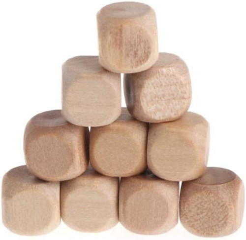 10 Pcs Wooden Dice, 6 Sided Blank Dice Round Corner Cube Dice DIY Graffiti Dice Crafts Toy Dice Board Game Party Supplies Standard Game Dice (1.8cm)