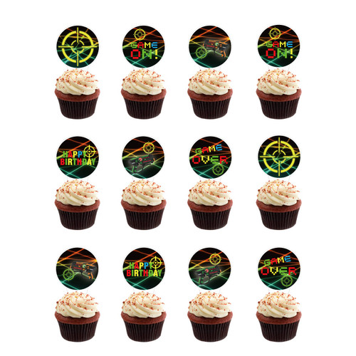 Laser Tag Party Favors-Laser Tag Party Supplies-24 Cupcake Toppers- Laser Tag Party Decorations - Cupcake