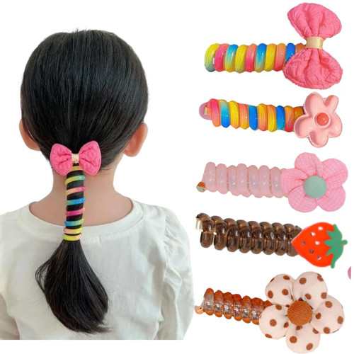 2023 New Colorful Telephone Wire Hair Bands for Kids, Flower Braided Telephone Wire Hair Bands, Bowknot Spiral Hair Ties, Phone Cord Ponytail Holders for Women Girl 2023 New Colorful Telephone Wire Hair Bands for Kids, Flower Braided Telephone Wire Hair Bands, Bowknot Spiral Hair Ties, Phone Cord Ponytail Holders for Women Girl