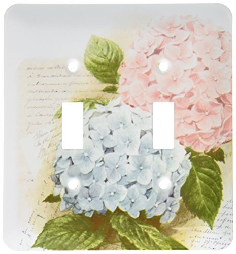 3dRose LSP_110368_2 Vintage Pink and Blue Hydrangea Floral Double Toggle Switch, Multicolored