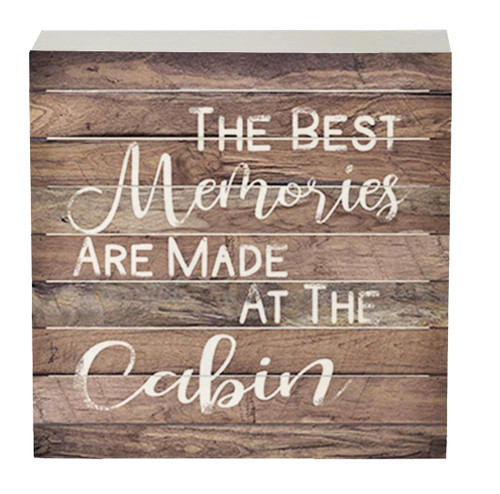 Knibeo Rustic Cabin Wooden Sign - Rustic Bathroom Decor, Wooden Box Sign 5x5, Rustic Cabin Decor, Cabin Bathroom Decor, Cabin Wall Decor, Wooden Signs for Home Decor