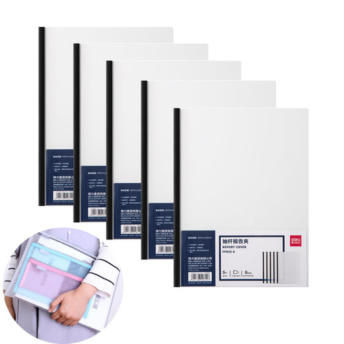 5pcs Clear Report Covers with Sliding Bar, Clear Report Covers for A4/Letter Paper, Plastic Report Binder, Resume Covers Presentation Folders File Binder for School and Business. (Black)
