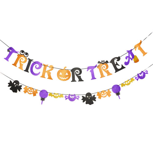 Happy Halloween Party Banner Decorations Scary Banner Halloween Halloween Indoor Decorations Party Supplies (Trick Or Treat)