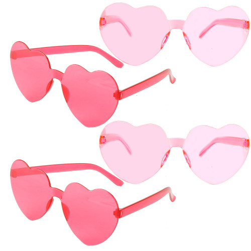 Heart Sunglasses, Heart Glasses, 4 Pairs Heart Shaped Sunglasses Bulk, Pink Heart Sunglasses, Heart Shaped Glasses, Hot Pink Heart Sunglasses, Heart Sunglasses for Women Men, Party Clear Heart Glasses