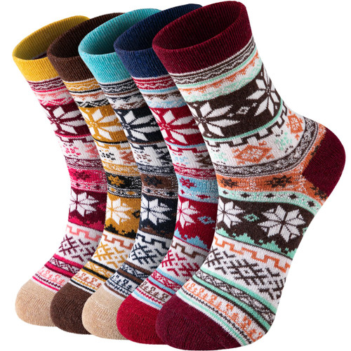 Premillow Wool Socks - Wool Socks For Women/Men, 5 Pairs Winter Warm Socks, Super Soft Crew Socks Boot Socks, Thick Knit Cozy Socks