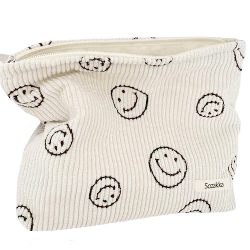Melissazuly Makeup Bag Cosmetic Bag for Women Girls, Travel Cute Smiley Face Makeup Bag, Makeup Organizer Bag Pouch with Zipper, Travel Cosmetic Pouch Toiletry Storage Bags for Luggage