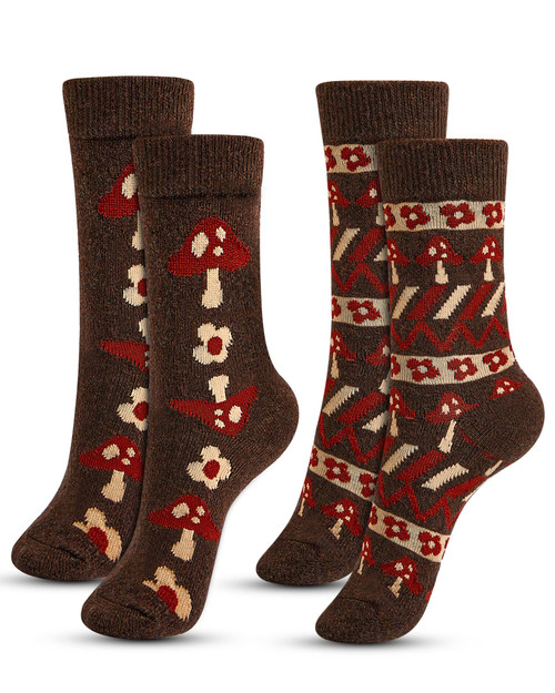 Janmercy 2 Pairs Mushroom Crew Sock Wool Mushroom Socks Classic Flower Socks Women Novelty Socks Casual Women's Socks (Stripe) Janmercy 2 Pairs Mushroom Crew Sock Wool Mushroom Socks Classic Flower Socks Women Novelty Socks Casual Women's Socks (Stripe)