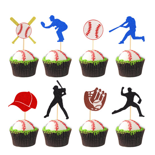 Arthsdite 24Pcs Baseball Cupcake Toppers Baseball Players Sports Theme Cupcake Picks Baseball Sport Theme Baby Shower Kids Birthday Party Cake Decorations Supplies