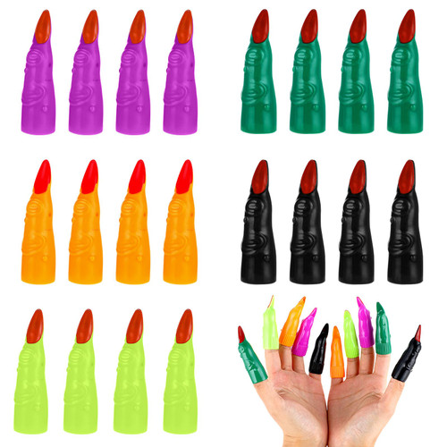20Pcs Halloween Witch Fingers Martian Witch Fingers Halloween Costume Accessory Scary Vampire Finger Claw Cosplay Props for Kids Halloween Party Favos Bulk Great Halloween Present