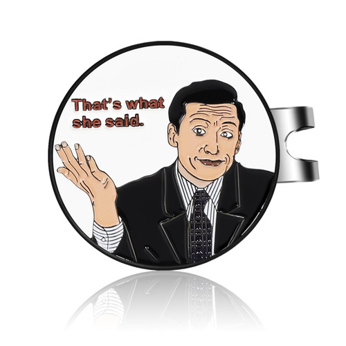 JIAOWEI Michael Scott Enamel Golf Ball Marker with Magnetic Hat Clip - Funny Golf Accessories - Premium Gift for Golf Lovers - What She Said