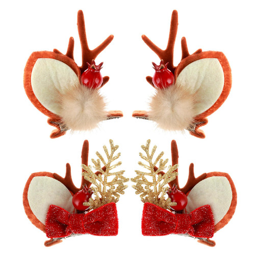 TIESOME Christmas Hair Clips, 4 PCS Xmas Hair Accessories Cute Reindeer Antlers Headband Ears Hair Accessory Antlers Headdress Hairpin for Women Girls Kids Adults and Party Favors(B) TIESOME Christmas Hair Clips, 4 PCS Xmas Hair Accessories Cute Reindeer Antlers Headband Ears Hair Accessory Antlers Headdress Hairpin for Women Girls Kids Adults and Party Favors(B)