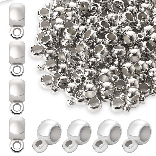 300 Pcs Bail Beads Links Bail Bead Charms Silver Bail Tube Beads Alloy Column Spacer Beads Connector Tube Charm Hanger Connector Links for DIY Bracelet Jewelry Making Supplies 300 Pcs Bail Beads Links Bail Bead Charms Silver Bail Tube Beads Alloy Column Spacer Beads Connector Tube Charm Hanger Connector Links for DIY Bracelet Jewelry Making Supplies