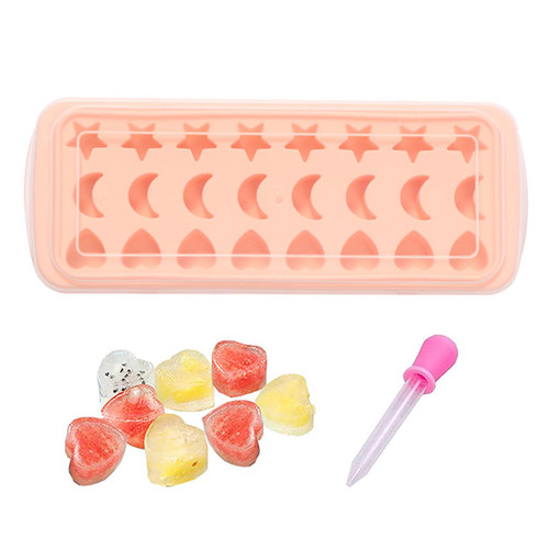Ice cream moldIce Cube Tray Stars Moons Hearts Shape Silicone Whiskey Ice Ball Maker Ice Cube Mold with Lid Dropper