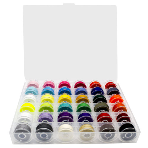 BLMHTWO 36pcs Sewing Machine Bobbin Thread with Storage Box, Pre-Wound Bobbins Set Sewing Thread Kit for Hand Machine Sewing Craft Supplies