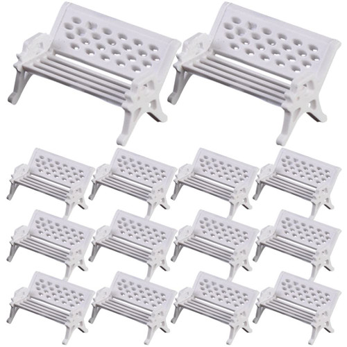NUOBESTY 16Pcs Dollhouse Furniture Mini Park Benches Mini House Bench Micro Landscape Lights Statue Decor Statue Decor Statue Decor Miniatures