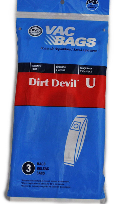 DVC Replacement For Royal Dirt Devil Type U Upright Vacuum Cleaner Bags | Fits Royal Dirt Devil Upright Vacuum Cleaners w/ Type U Bags, Dirt Devil Ultra MVP, Magnum MVP, Swivel Glide and More | 3 Bags