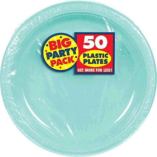Robin's Egg Blue Plastic Luncheon Plates Big Party Pack, 50 Ct.