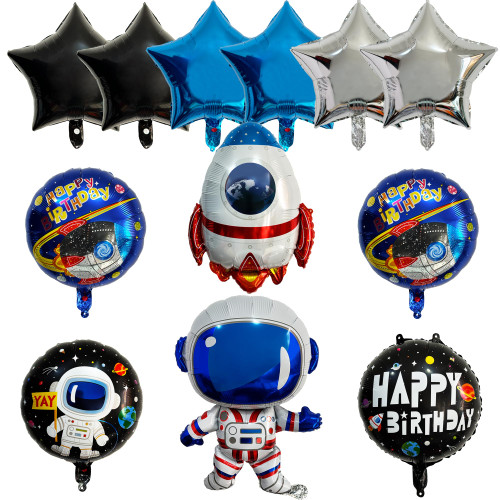 Astronaut Space Themed Foil Balloons Astronaut Spaceship Birthday Party Supplies Decorations - Astronaut Rocket Spaceman Airship Moon Baby Shower Party Favors