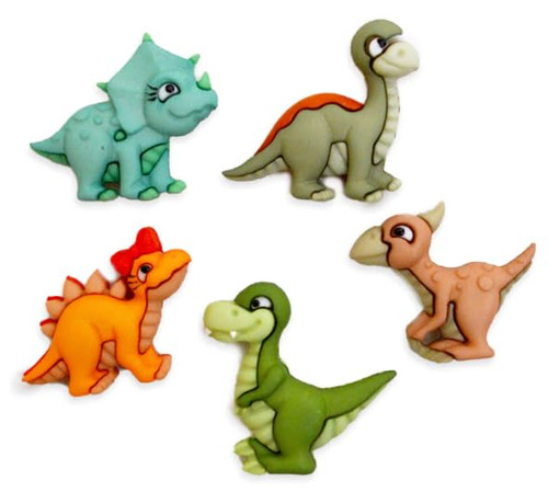 Playful Dinosaur Buttons by Dress It Up Buttons and Embellishments - 5 Pieces - Stomp, Chomp and Roar