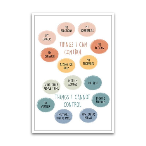 Things I Can And Can't Control Grounding Poster - Colorful Educational Poster For Classroom - 12 x 18 Inch Premium Gloss Poster - Decorative Poster For Classroom Dorms Office And Home - Made in USA - FHJP071
