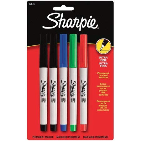 Sharpie Permanent Markers, Ultra Fine Point, Assorted Colors, 5/Set5