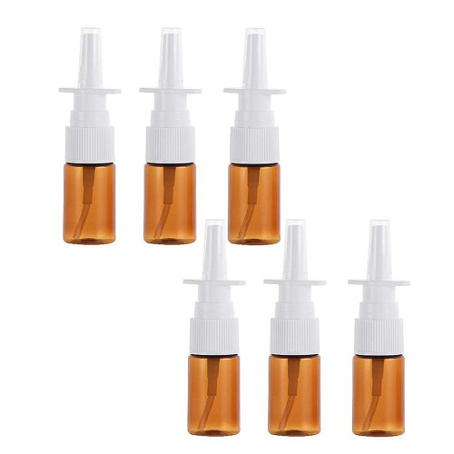 QUUPY 6PCS 10ml/0.34oz Empty Refillable Glass Nasal Spray Bottles Amber Makeup Water Travel Containers Jars with Fine Mist Sprayers