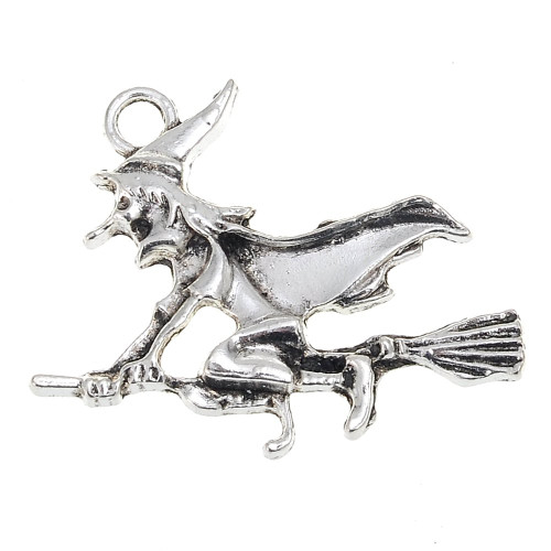 30Pcs Witch On Magic Broom Charms DIY Jewelry Making Pendant Fit Bracelet Necklace Vintage Antique Silver,Antique Bronze (Antique Silver) 30Pcs Witch On Magic Broom Charms DIY Jewelry Making Pendant Fit Bracelet Necklace Vintage Antique Silver,Antique Bronze (Antique Silver)