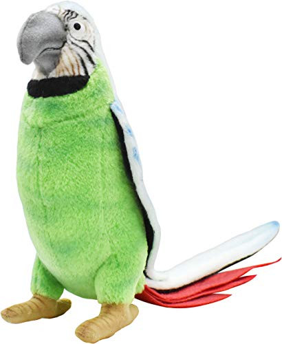 Hansa Parrot Plush Animal Toy, 7", Green and Blue