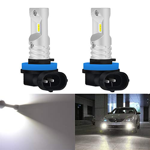 KaTur Extremenly Bright H11 Fog Lights Daytime Running TOP Advanced CSP Philips LED Chips Car H8 H9 DRL Led Bulbs - 6500K Xenon White 1600LM Waterproof IP68 80W - 3 Yr Warranty