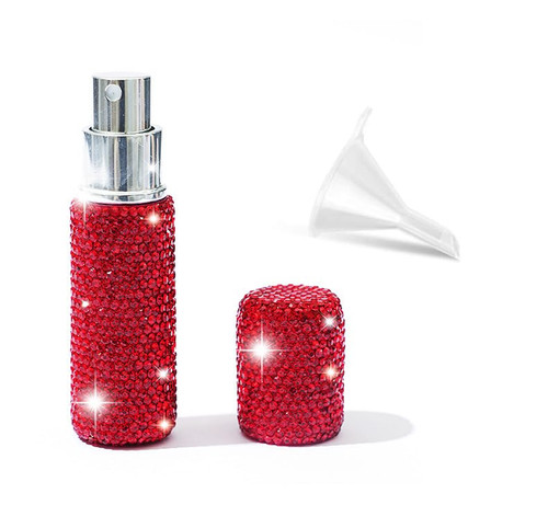 TTOYOUU Portable Perfume Atomizer for Travel, Bling Rhinestone 10 ml Refillable Mini Perfume Spray Bottle, Easy Refillable Leakproof Perfume Dispenser Aftershave Atomizer Empty Spray Bottle (Red)