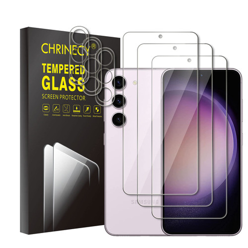 CHRINECY [6 Pack] 3 Pack Screen Protector Compatible for Samsung Galaxy S23 with 3Pack Camera Lens Protector, 9H Hardness, Anti-Scratch, Case Friendly, Premium HD Clarity Tempered Glass Film
