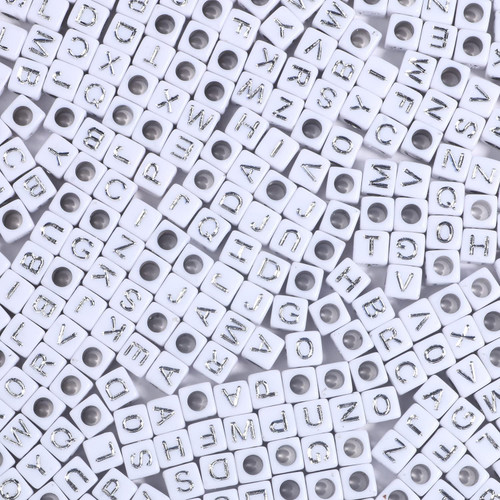 1000pcs Acrylic Small Letter Beads Cube Letter Beads Acrylic Letter Alphabet for Jewelry Making Alphabet Beads (White/Silver) 1000pcs Acrylic Small Letter Beads Cube Letter Beads Acrylic Letter Alphabet for Jewelry Making Alphabet Beads (White/Silver)