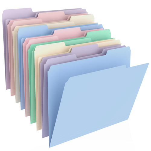 HABGP 9 Pcs Manilla Folders 8.5 x 11 Inch, 1/3-Cut Tab Colored File Folders Letter Size, Plastic Folders Aesthetic, School Business Office Manila Folders for Documents Paper