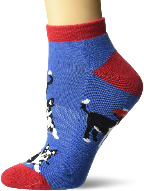 K. Bell Women's Novelty Fashion Athletic No Show Socks, Blue (Golfing Dogs), Shoe Size: 4-10