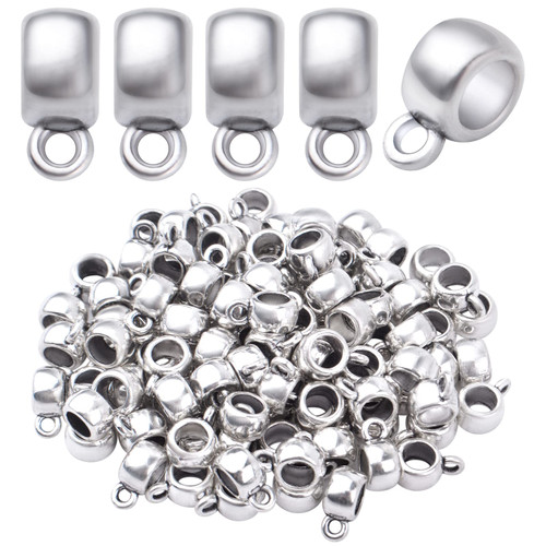 100pcs Antique Silver Bail Tube Beads Tibetan Alloy Tube Spacer Beads Vintage Hanger Dangle Connector Links for DIY European Charm Bracelet Jewelry Making Accessories 100pcs Antique Silver Bail Tube Beads Tibetan Alloy Tube Spacer Beads Vintage Hanger Dangle Connector Links for DIY European Charm Bracelet Jewelry Making Accessories