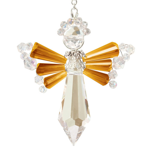 Solid Oak Birthstone Angel Crystal Suncatcher Ornament Kit-November/Topaz