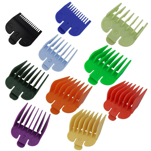 10 Pcs Hair Clipper Guards Cutting Guides Professional Guide Comb Attachment Compatible with Wahl Professional Clippers/Trimmer Attachment Great for Hair Clippers (Length: 1/16" to 1") 10 Pcs Hair Clipper Guards Cutting Guides Professional Guide Comb Attachment Compatible with Wahl Professional Clippers/Trimmer Attachment Great for Hair Clippers (Length: 1/16" to 1")