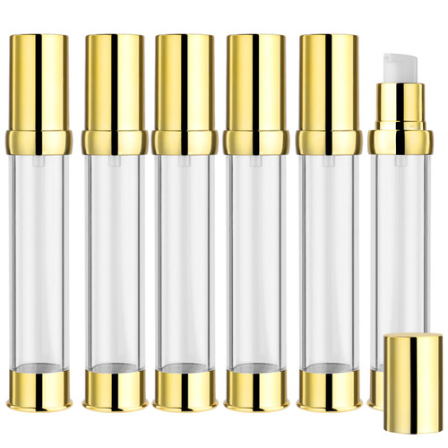 6 Pcs 30ml/1oz Vacuum Bottle Airless Pump Dispenser Refillable Travel Size Makeup Containers for Cosmetic Lotion Cream Moisturizer Shampoo