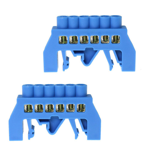 RLECS 2pcs Terminal Bus Bar Terminal Block 6 Positions Brass Wire Screw Terminal Grounding Strip Bus Bar Block