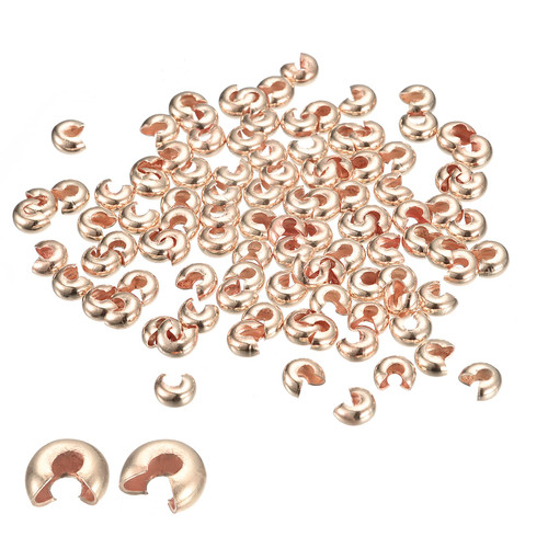 uxcell 200Pcs Crimp Beads Covers, 6.5mm Crimp Bead Knot Covers Round Open Beads End Tips for Jewelry Making DIY, Rose Gold uxcell 200Pcs Crimp Beads Covers, 6.5mm Crimp Bead Knot Covers Round Open Beads End Tips for Jewelry Making DIY, Rose Gold