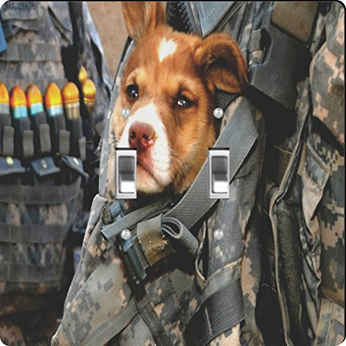 Rikki Knight US Army Dog Design Double Toggle Light Switch Plate