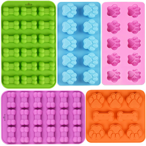 WMKGG Puppy Dog Paw and Bone Silicone Molds, Set of 5 Food Grade Baking Molds for Chocolate, Candy, Jelly, Ice Cube, Dog Treats, Biscuits WMKGG Puppy Dog Paw and Bone Silicone Molds, Set of 5 Food Grade Baking Molds for Chocolate, Candy, Jelly, Ice Cube, Dog Treats, Biscuits