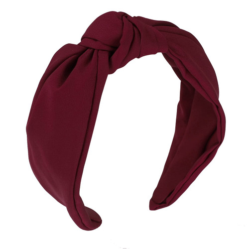 Etercycle Headband for Women, Knotted Wide Headband, Yoga Hair Band Fashion Elastic Hair Accessories for Women (Wine Red)