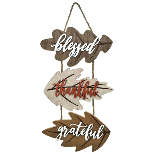 Eternhome Fall Decorations Maple Leaf Vintage Thanksgiving Wall Sign Blessed Thankful Grateful Autumn Harvest Decor Wooden Rustic Farmhouse Hanging Signs for Home Halloween